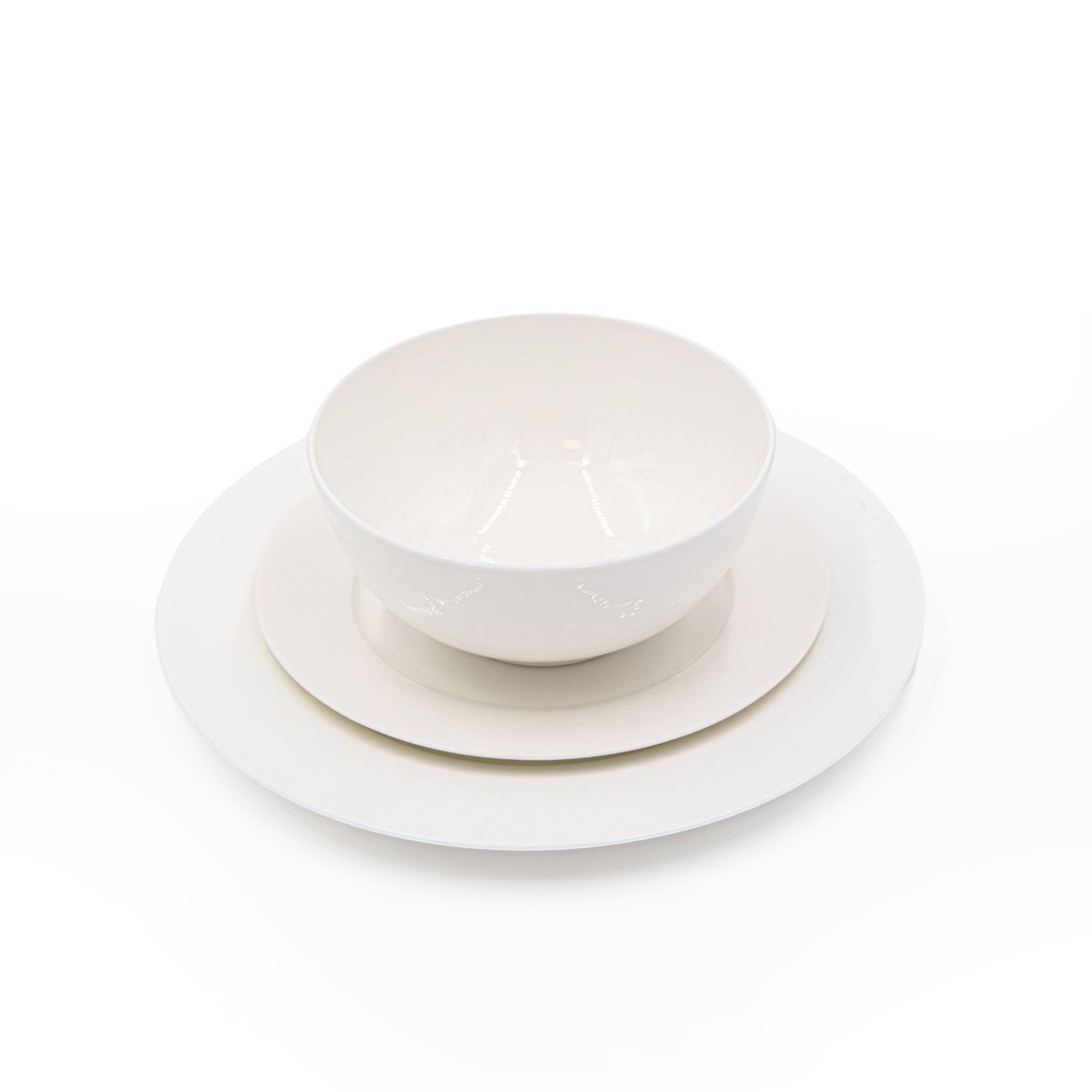 Dinner Sets | White China Tableware Set with 4x Side Plates, 4x 